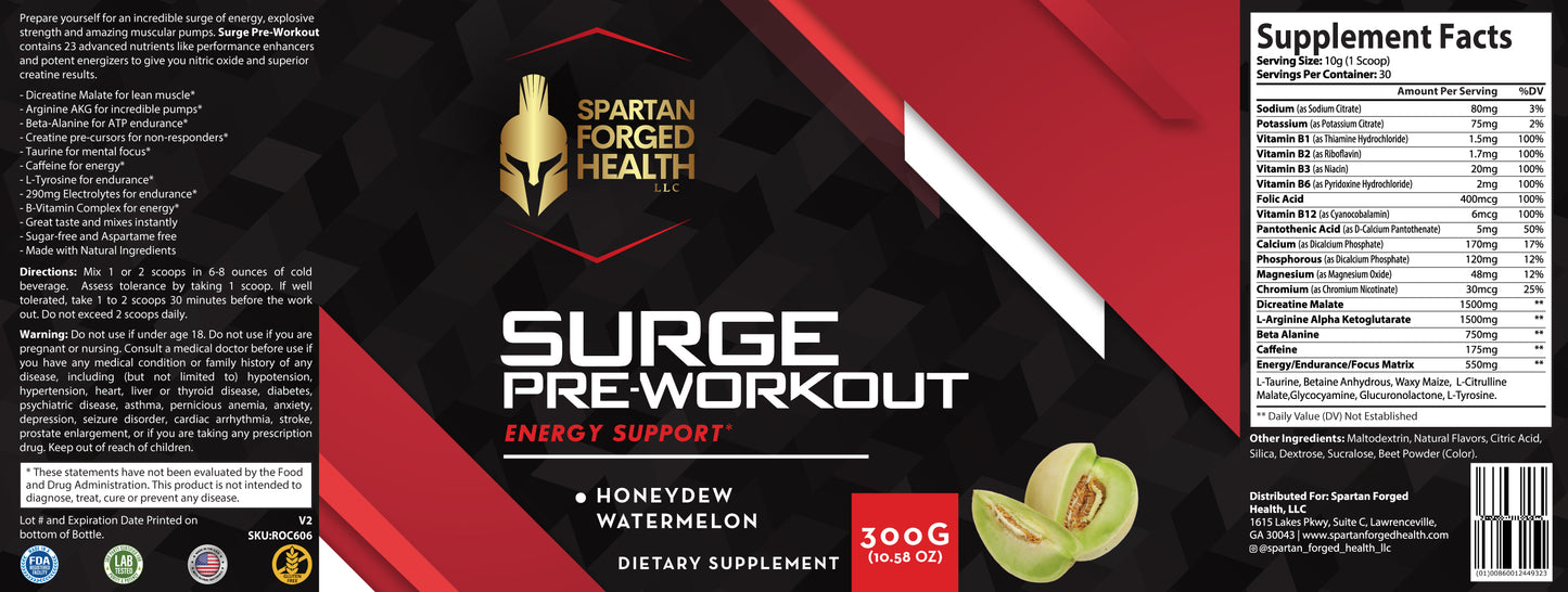 Surge Pre-Workout - Honeydew/Watermelon Flavor