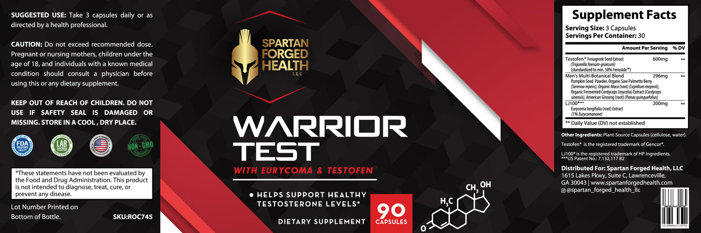 Warrior Test: Men's Premium Testosterone with Testofen