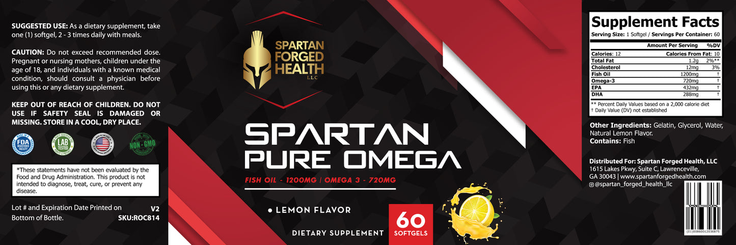 Spartan Pure Omega - 1200mg Omega 3 Fish Oil