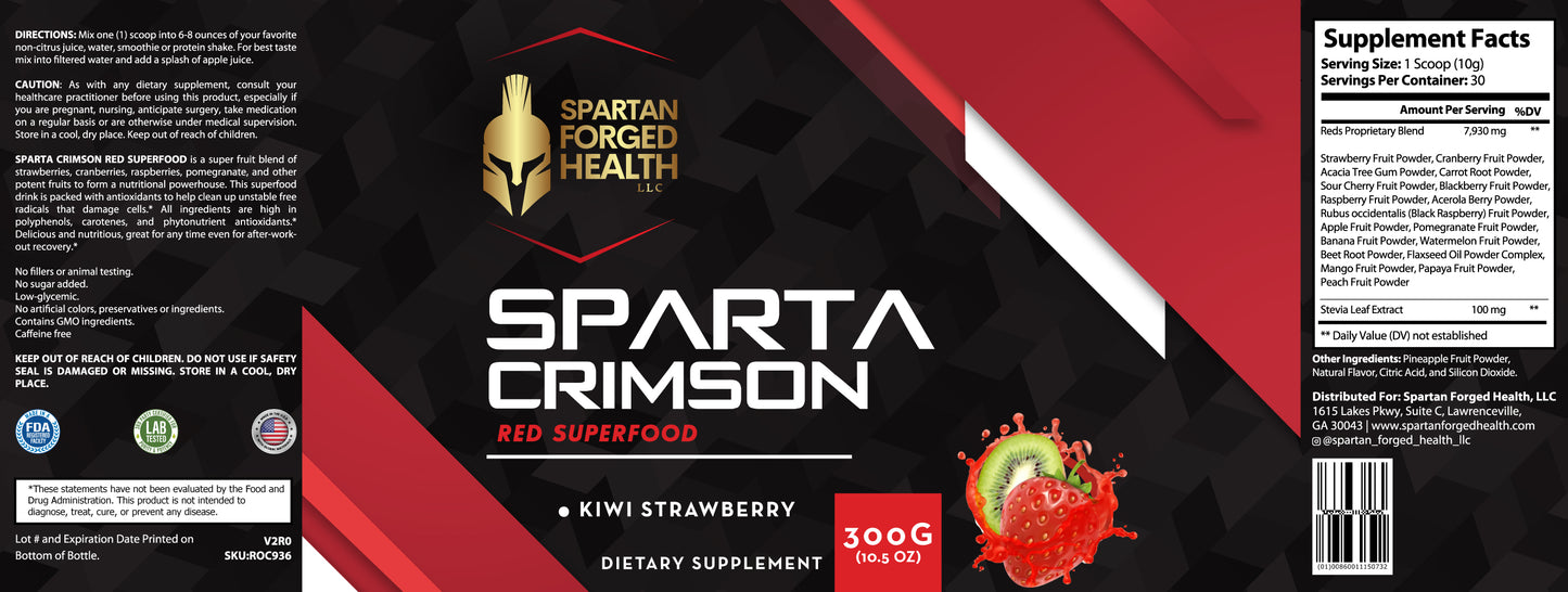 Sparta Crimson - Your Daily Reds Superfood - Kiwi/Strawberry Flavor